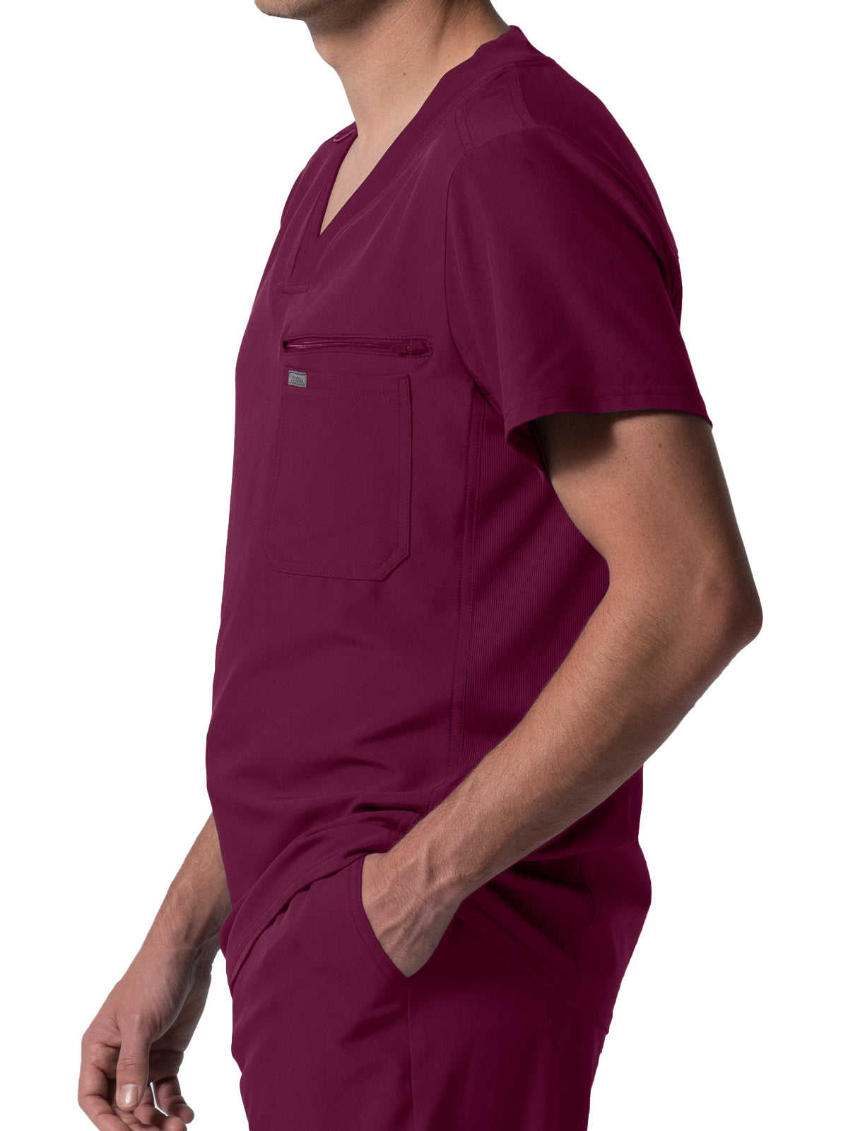 Men's 2-Pocket Tuckable V-Neck Scrub Top - LT111 - Wine