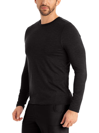 Men's Long-Sleeve Crew Neck Underscrub Tee - LT112 - Heather Black