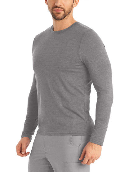 Men's Long-Sleeve Crew Neck Underscrub Tee - LT112 - Heather Light Gray