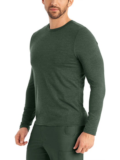 Men's Long-Sleeve Crew Neck Underscrub Tee - LT112 - Heather Mountain View