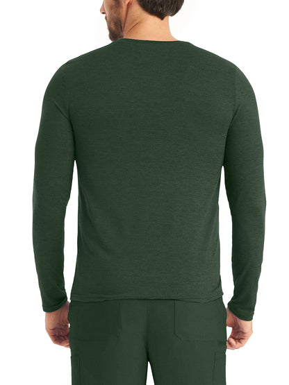 Men's Long-Sleeve Crew Neck Underscrub Tee - LT112 - Heather Mountain View