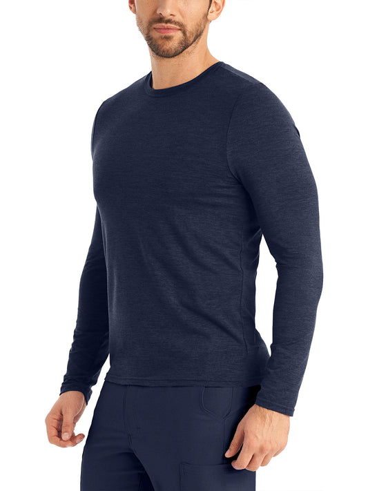 Men's Long-Sleeve Crew Neck Underscrub Tee - LT112 - Heather Navy