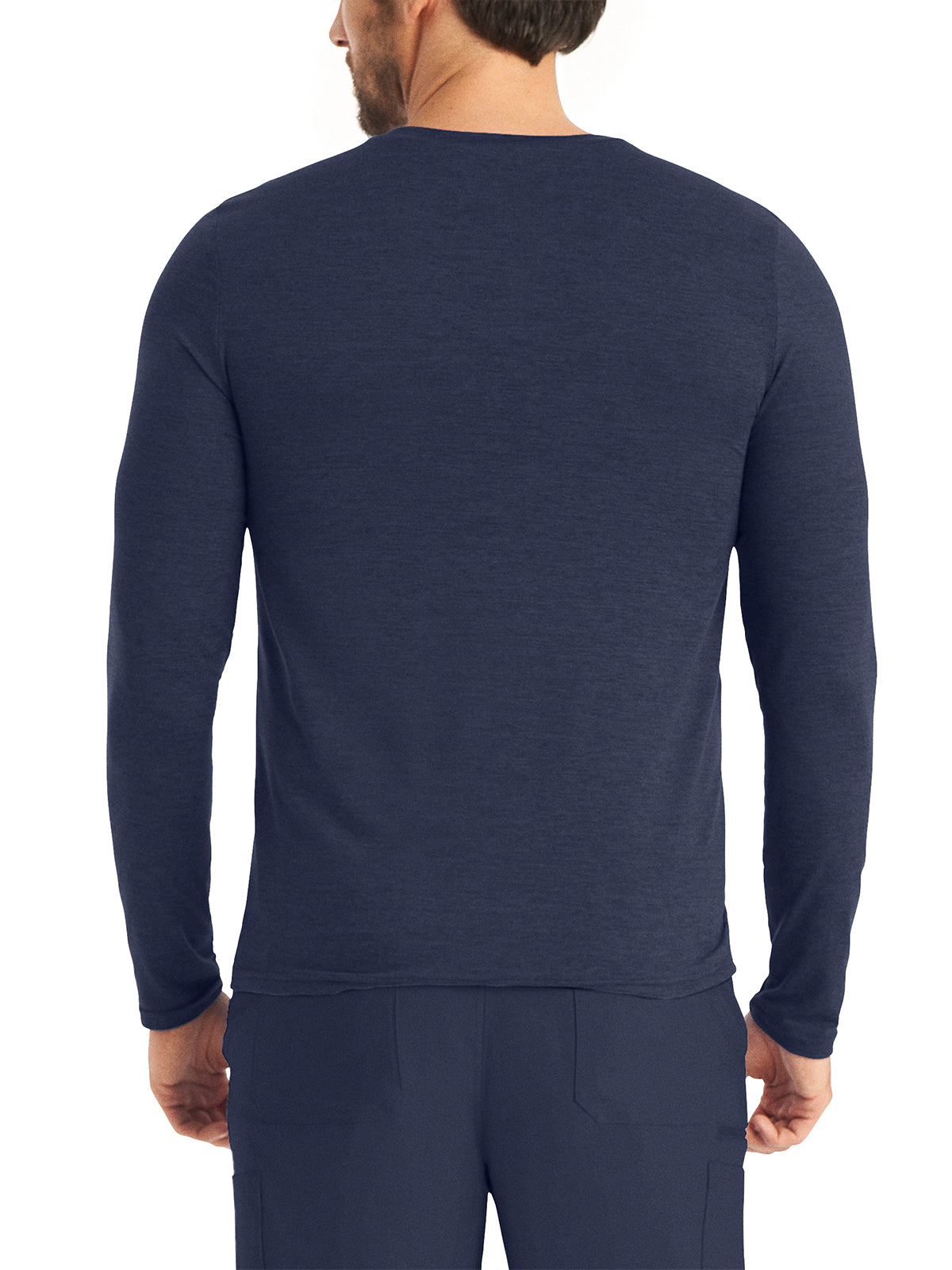 Men's Long-Sleeve Crew Neck Underscrub Tee - LT112 - Heather Navy