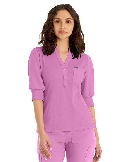 Women's 3-Pocket Y-Neck Top - LT114 - Bella Rosa