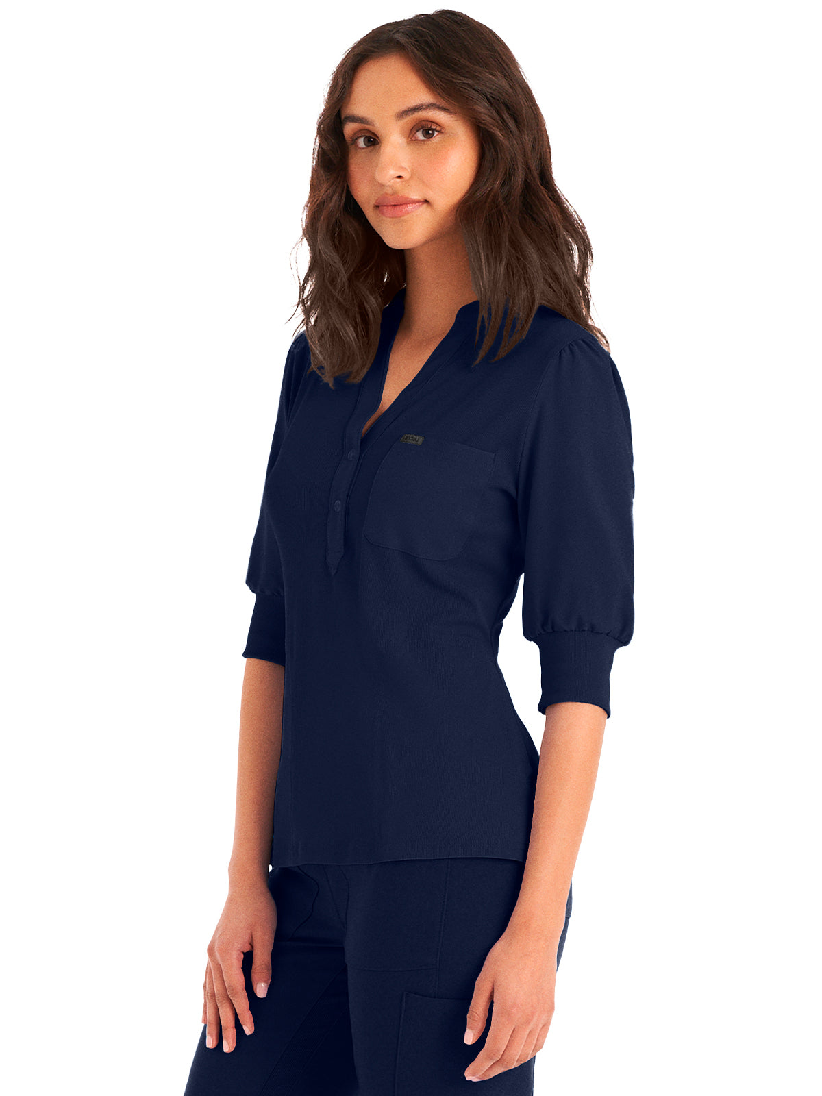 Women's 3-Pocket Y-Neck Top - LT114 - Navy