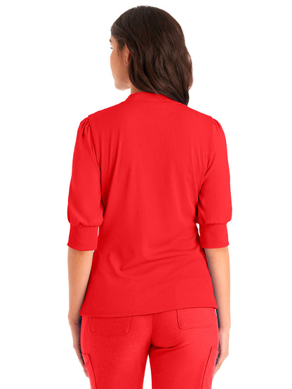 Women's 3-Pocket Y-Neck Top - LT114 - Red