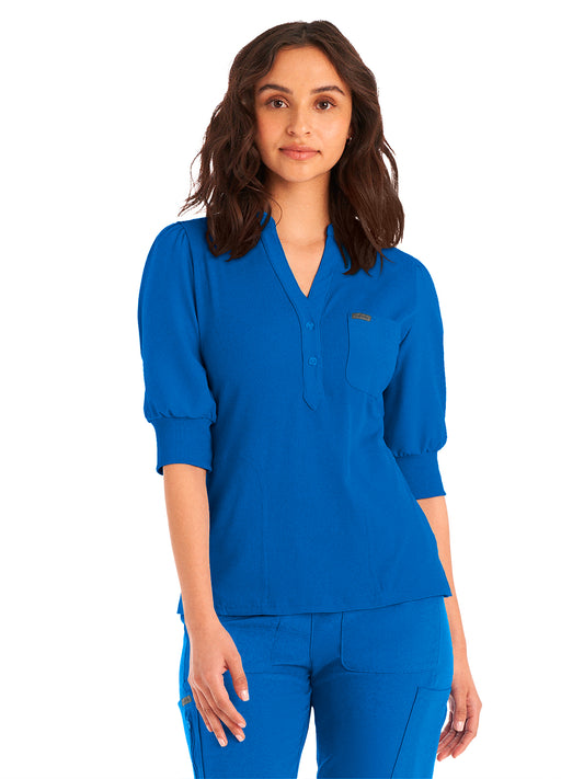 Women's 3-Pocket Y-Neck Top - LT114 - Royal