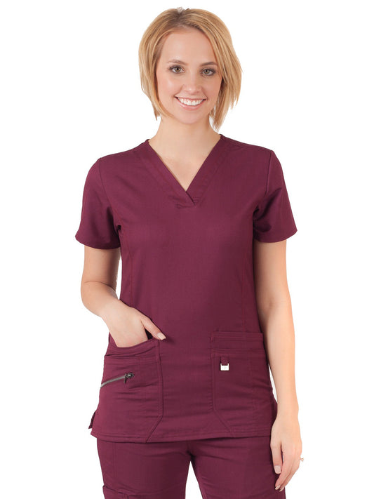 Women's V-Neck Top - 1311 - Wine