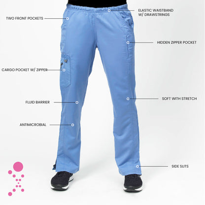 Women's Fashion Cargo Pant - 1320 - Ceil Blue