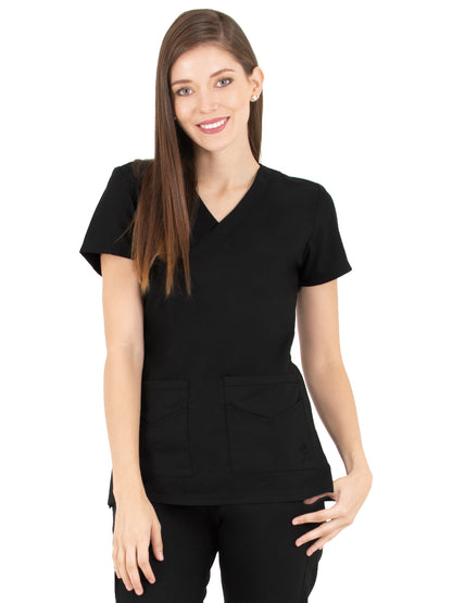 Women's V-Neck Top - 1416 - Black