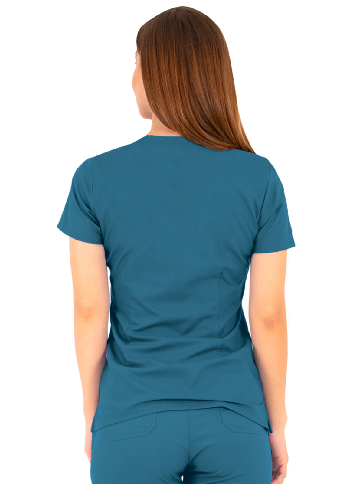 Women's V-Neck Top - 1416 - Caribbean Blue