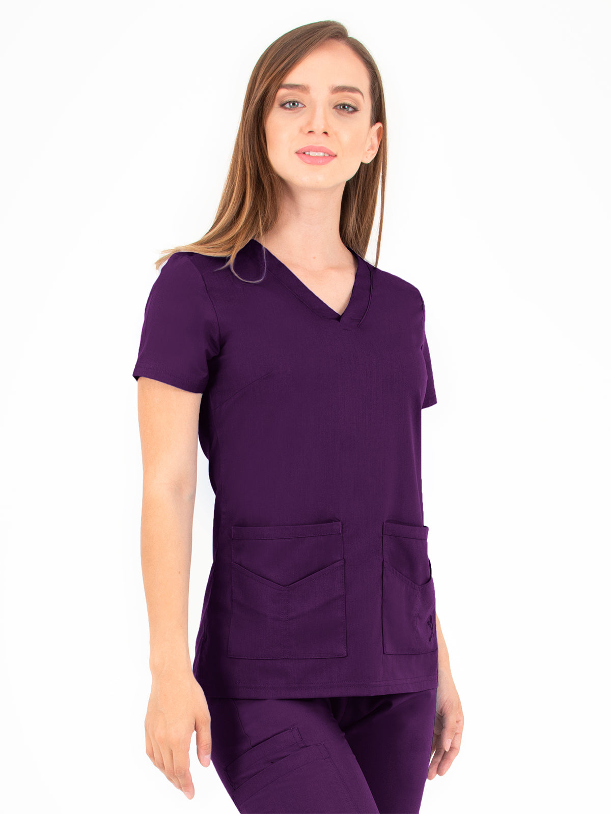 Women's V-Neck Top - 1416 - Eggplant