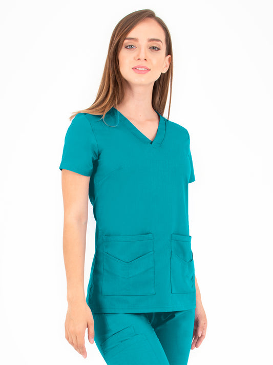 Women's V-Neck Top - 1416 - Teal