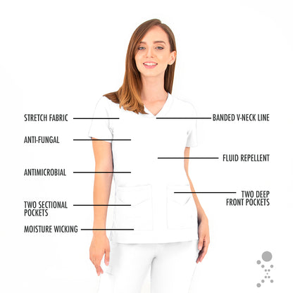 Women's V-Neck Top - 1416 - White
