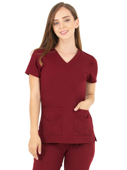 Women's V-Neck Top - 1416 - Wine