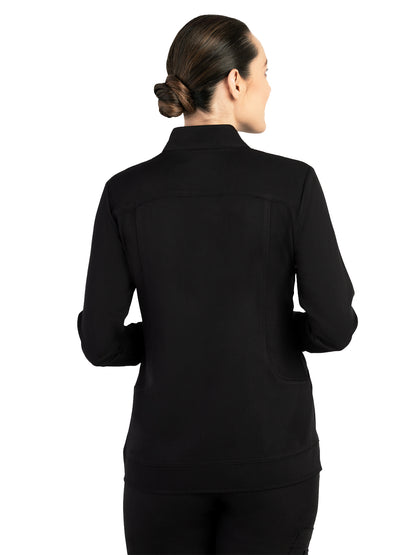 Women's Mandarin Collar Scrub Jacket - 1434 - Black