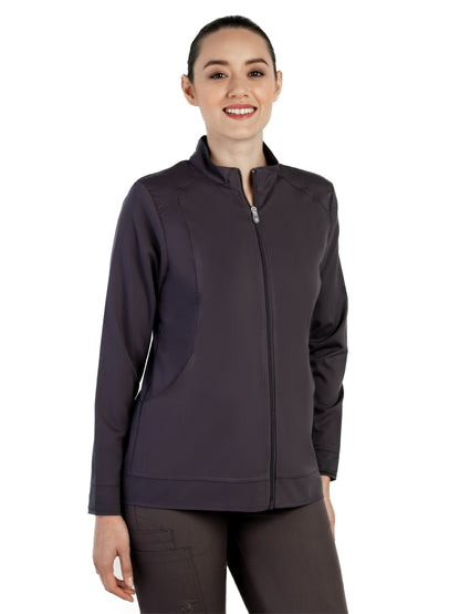 Women's Mandarin Collar Scrub Jacket - 1434 - Pewter