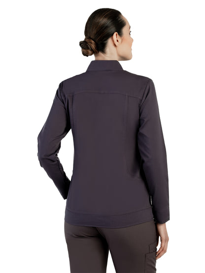 Women's Mandarin Collar Scrub Jacket - 1434 - Pewter