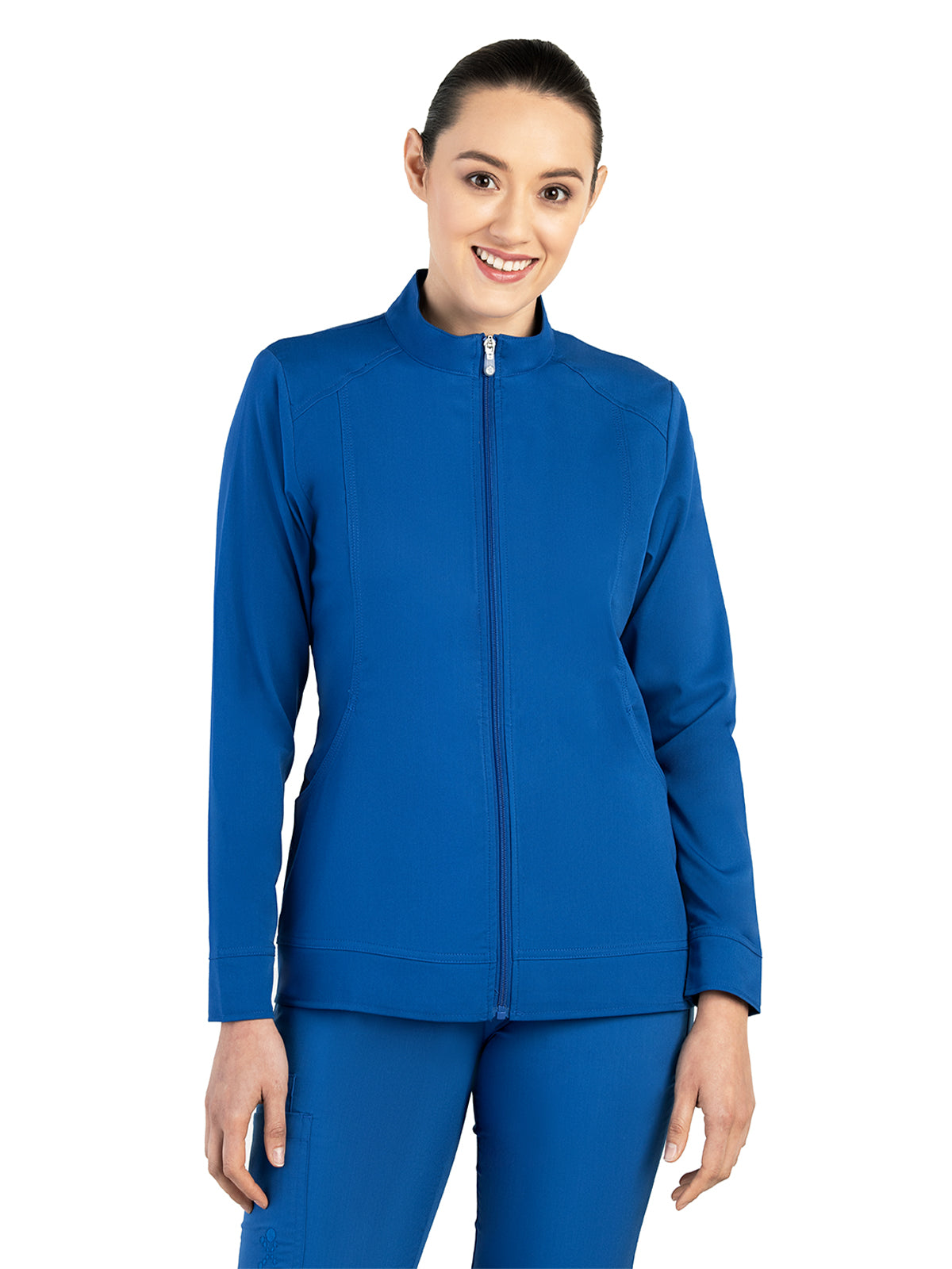 Women's Mandarin Collar Scrub Jacket - 1434 - Royal Blue