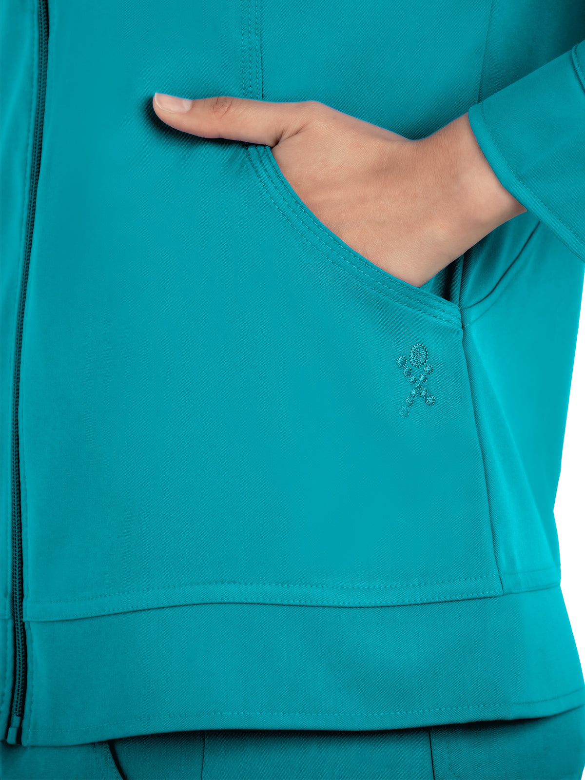 Women's Mandarin Collar Scrub Jacket - 1434 - Teal