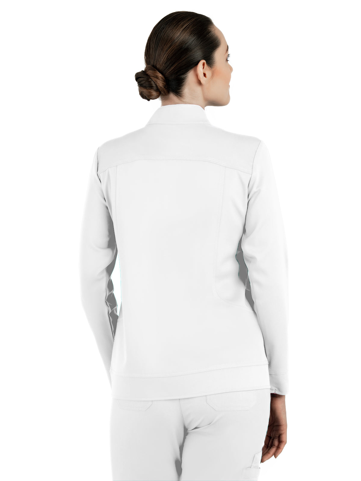 Women's Mandarin Collar Scrub Jacket - 1434 - White