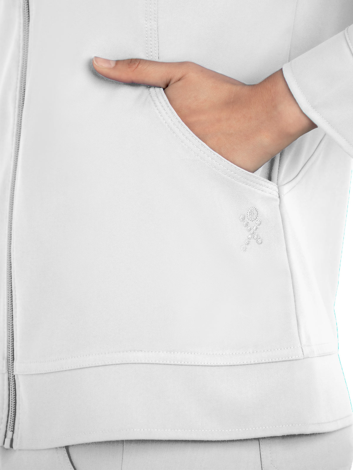 Women's Mandarin Collar Scrub Jacket - 1434 - White