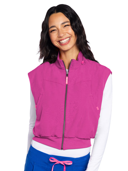 Women's 2-Pocket Cropped Vest - 501 - Ultra Magenta