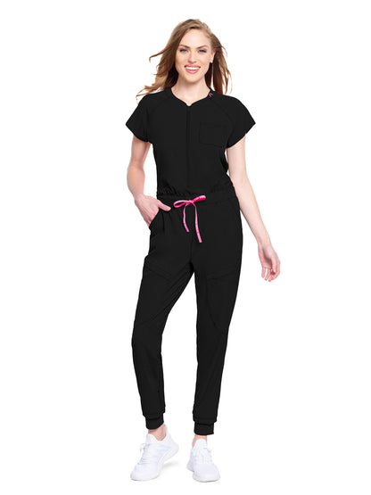 Women's 5-Pocket Zip Front Jump Suit - 502 - Black