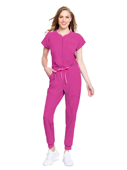 Women's 5-Pocket Zip Front Jump Suit - 502 - Ultra Magenta