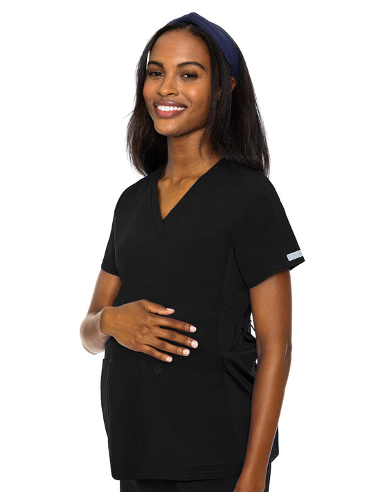 Women's 2-Pocket V-Neck Maternity Scrub Top - 628 - Black