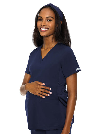 Women's 2-Pocket V-Neck Maternity Scrub Top - 628 - Navy