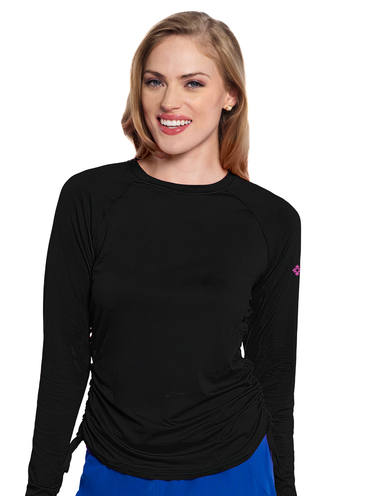 Women's Pocketless Long Sleeve Underscrub Shirt - 700 - Black