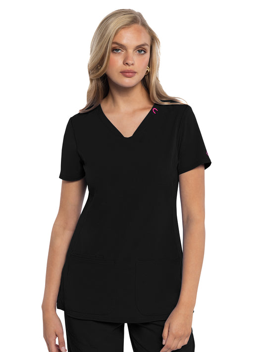 Women's 3-Pocket V-Neck Scrub Top - 702 - Black