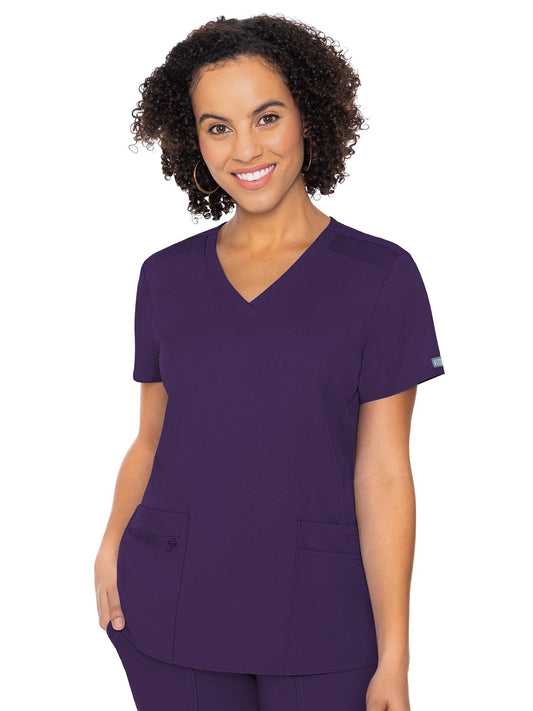 Women's 4-Pocket Knit Back Top - 7468 - Eggplant