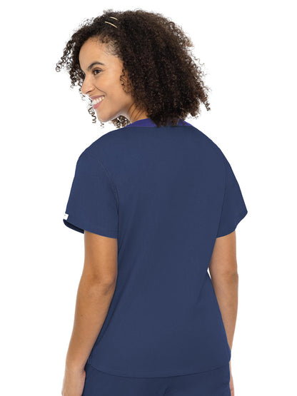 V-Neck 3 Pocket Top - 8403 - New Navy