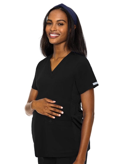 Women's 2-Pocket Maternity V-Neck Top - 8459 - Black