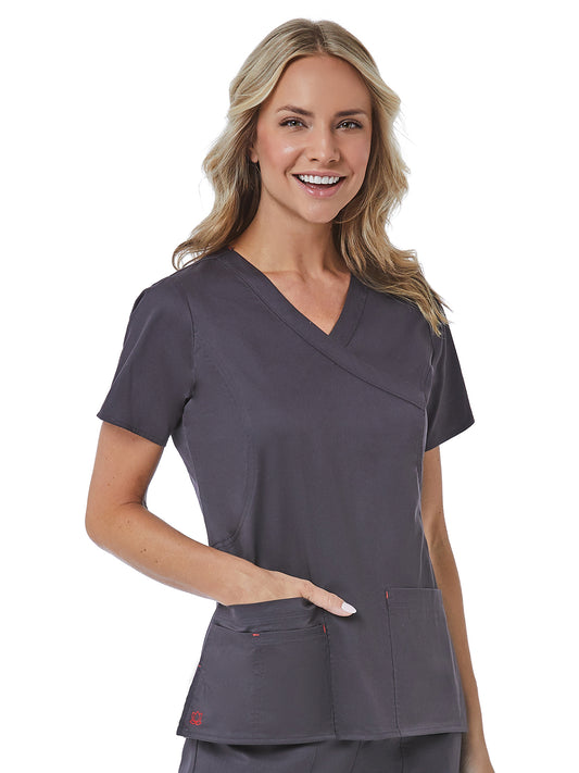 Women's Relaxed Fit Top - 1102 - Charcoal/Crimson