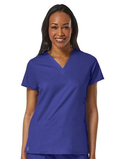 Women's Four-Pocket V-Neck Top - 1708 - Galaxy Blue