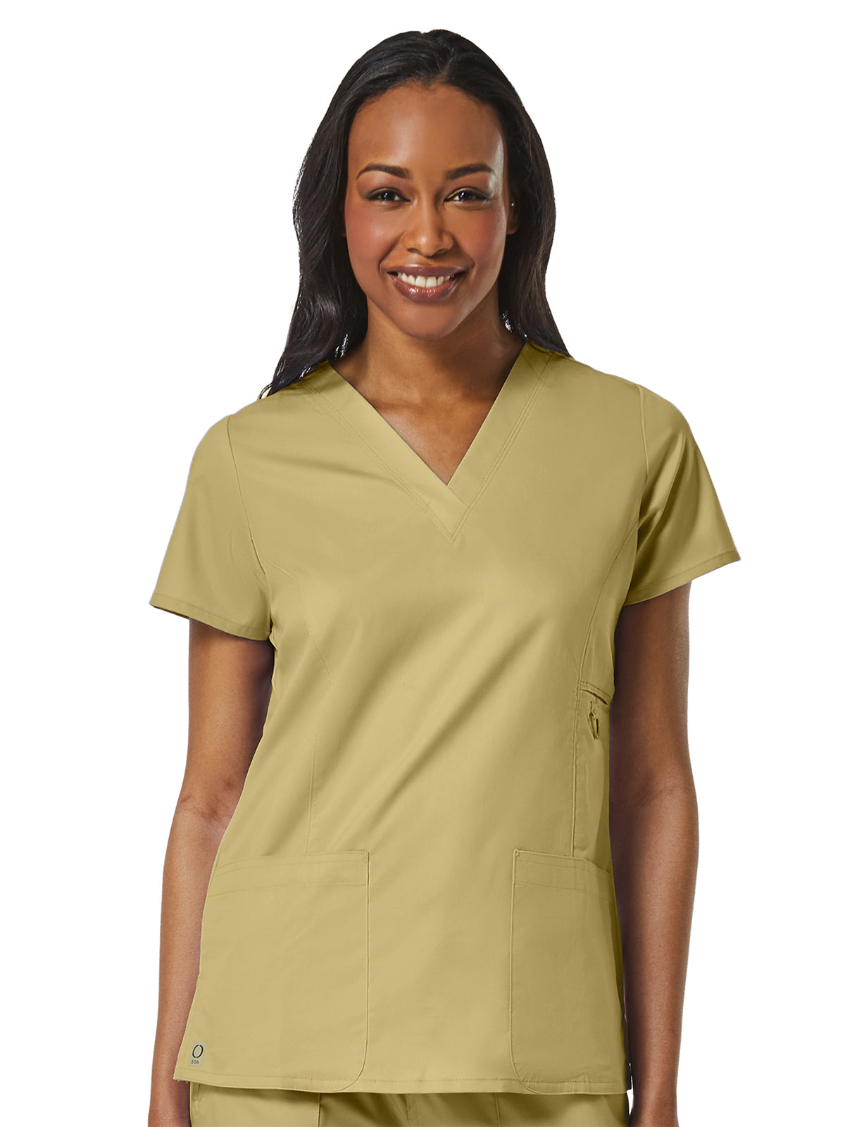 Women's Four-Pocket V-Neck Top - 1708 - Khaki