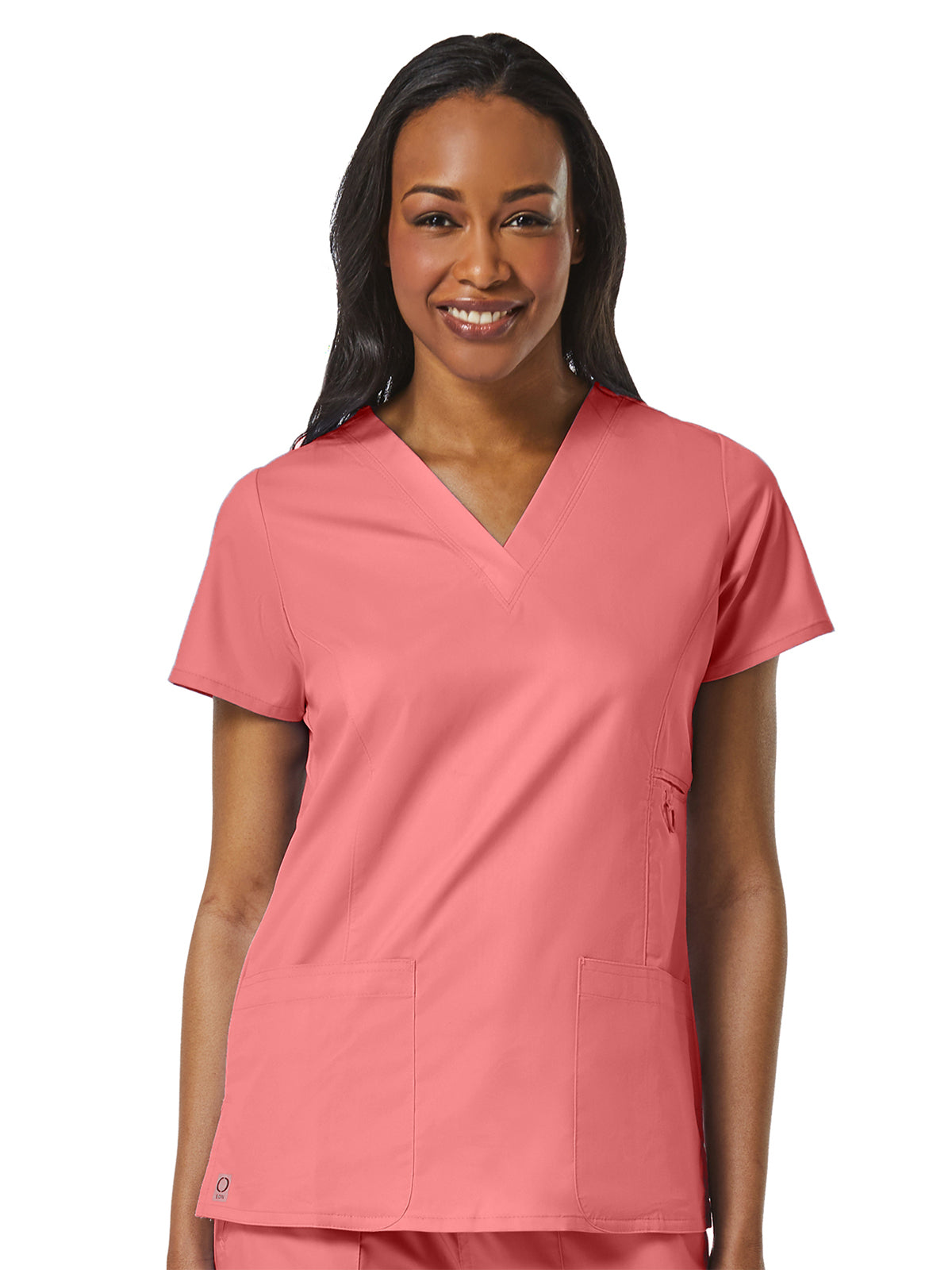 Women's Four-Pocket V-Neck Top - 1708 - Strawberry Pink