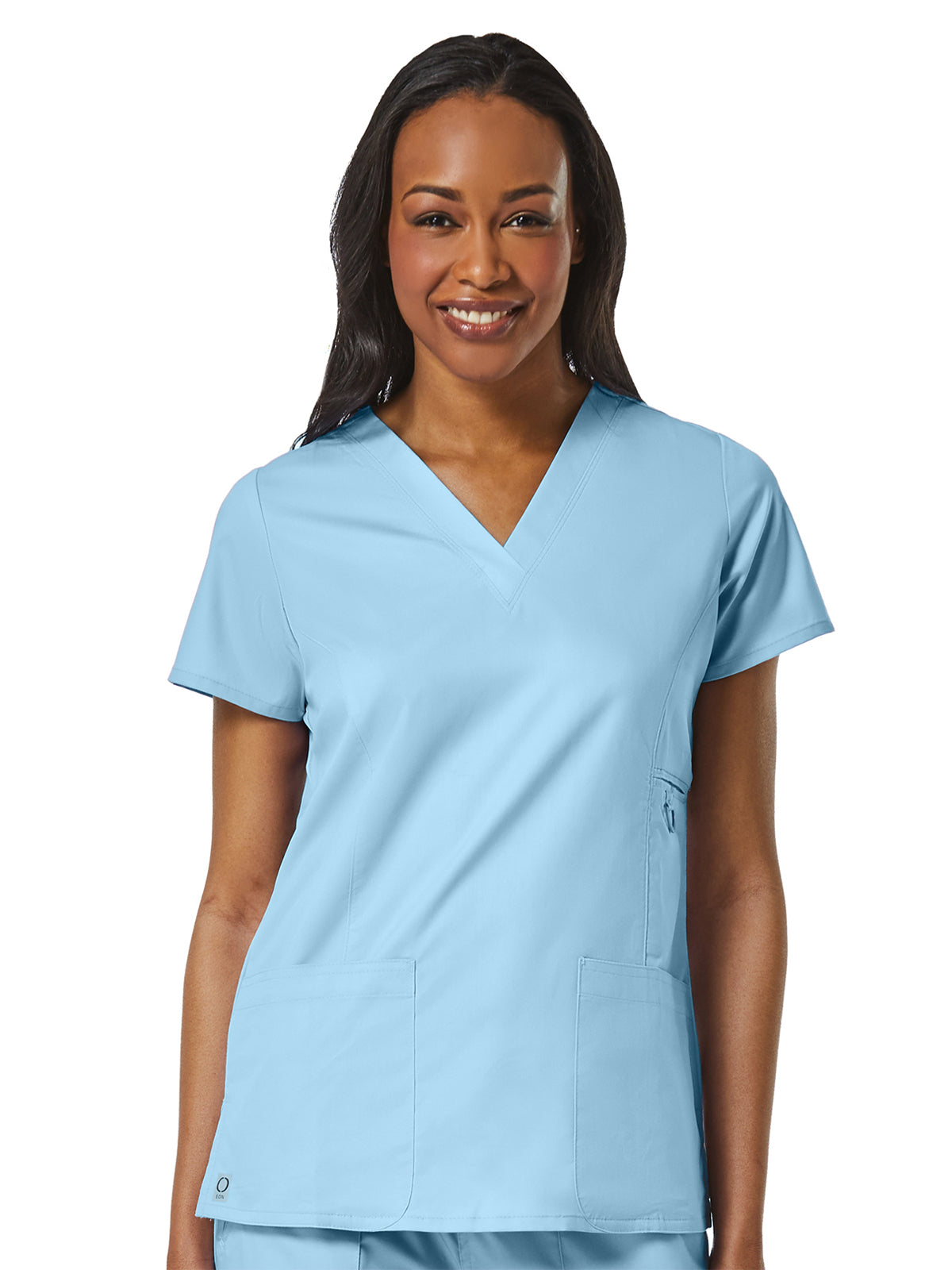 Women's Four-Pocket V-Neck Top - 1708 - Sky Blue