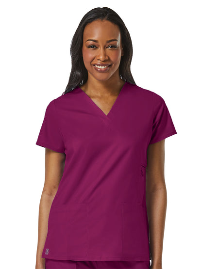 Women's Four-Pocket V-Neck Top - 1708 - Wine