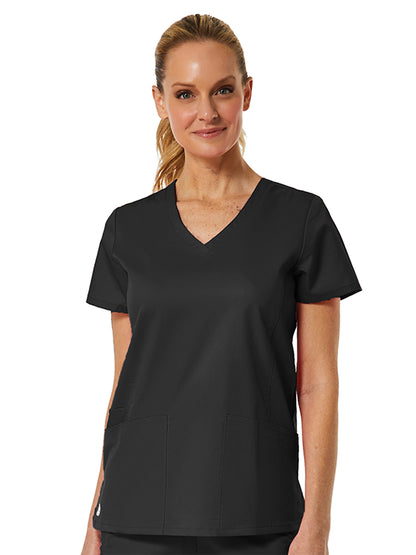 Women's Three-Pocket V-Neck Top - 1738 - Black