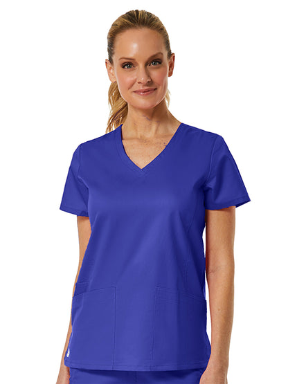 Women's Three-Pocket V-Neck Top - 1738 - Galaxy Blue