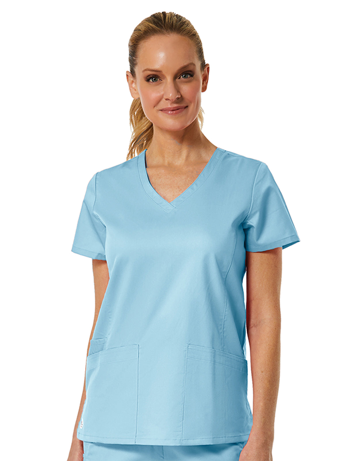 Women's Three-Pocket V-Neck Top - 1738 - Sky Blue