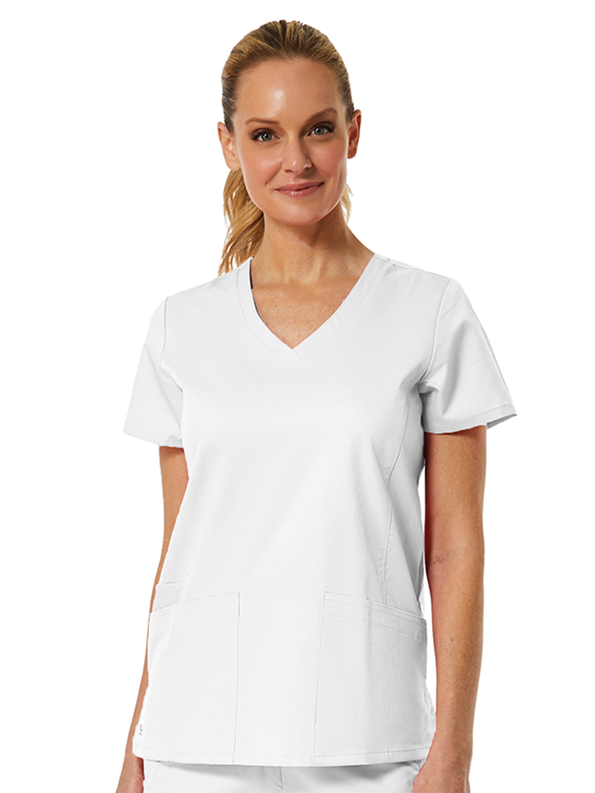 Women's Three-Pocket V-Neck Top - 1738 - White