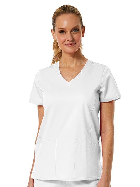 Women's Three-Pocket V-Neck Top - 1738 - White