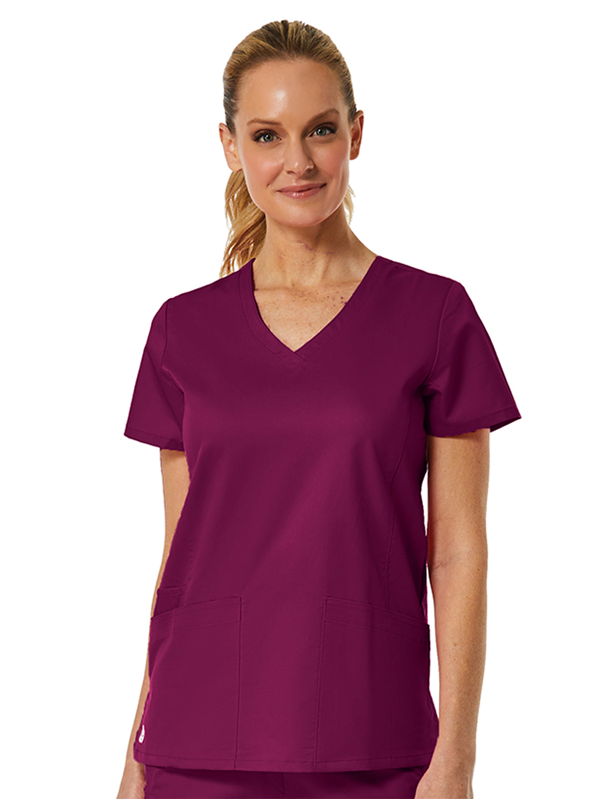 Women's Three-Pocket V-Neck Top - 1738 - Wine