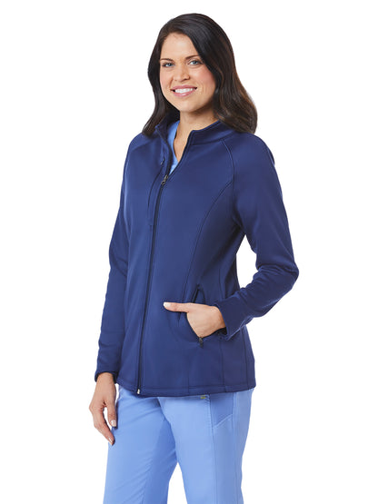 Women's Three-Pocket Bonded Fleece Scrub Jacket - 3812 - Navy