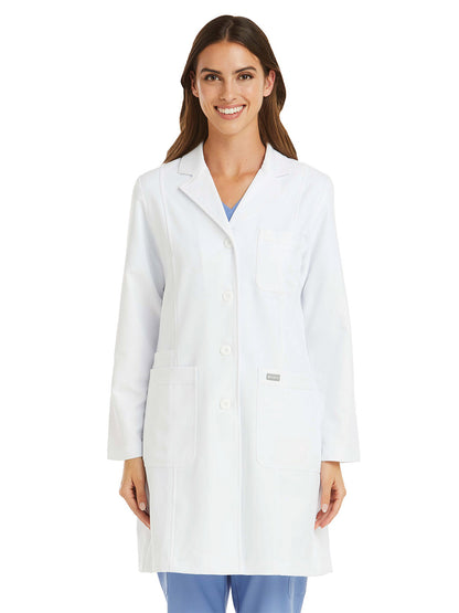 Women's Notched Collar Lab Coat - 5071 - White